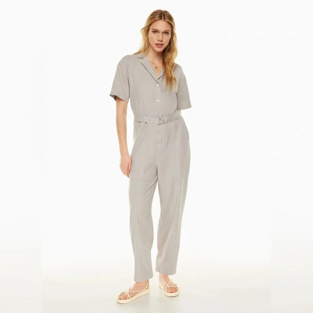 NWT Wilfred Mist Linen Jumpsuit Size Large Gd Ashen